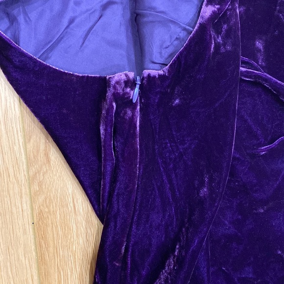 **NWOT ** Ralph Lauren Deep Purple Silk Velvet Wrap Look Brooch Buckle Dress 8 - Picture 7 of 15